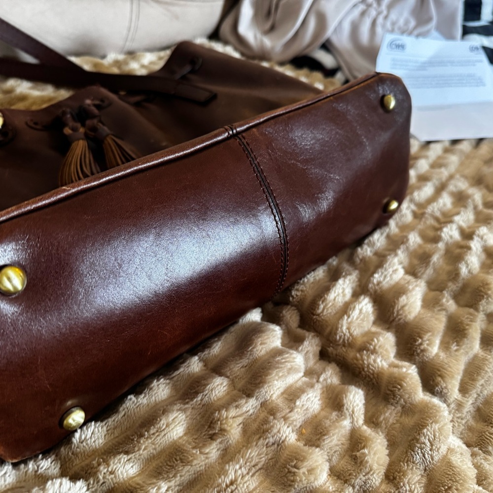 Patricia Nash Leather Drawstring Witney Tote - Distressed British Tan - Picture 4 of 12